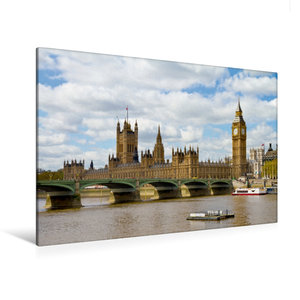 Premium Textil-Leinwand 120 cm x 80 cm quer Westminster Bridge und Houses of Parliament
