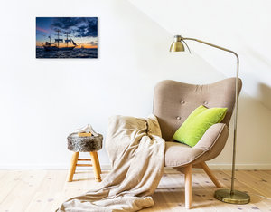 Premium Textil-Leinwand 45 cm x 30 cm quer Ein Motiv aus dem Kalender Windjammer auf der Ostsee im Abendlicht