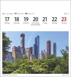 New York Sehnsuchtskalender 2024. Der Big Apple in einem Foto-Kalender für den Tisch. Aufstellkalender mit 53 Postkarten, jede Woche ein bisschen Fernweh. Auch zum Aufhängen