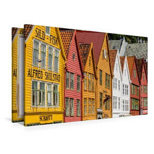 Premium Textil-Leinwand 120 cm x 80 cm quer Bryggen, Bergen