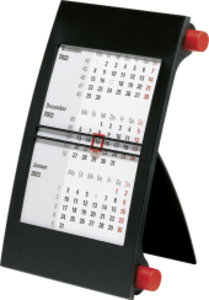 Drei-Monatskalender , Kunststoff-Rahmen Drehknopf: rot
