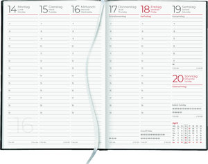 Wochenbuch schwarz 2025 - Bürokalender 14,6x21 cm - 1 Woche auf 2 Seiten - mit Eckperforation - Notizbuch - Wochenkalender - 766-0020