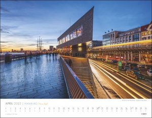 Hamburg Kalender 2023. Reise-Wandkalender mit 12 atemberaubenden Fotografien der Hansestadt. Städte-Kalender 2023 zum Aufhängen. 44x34 cm. Querformat.