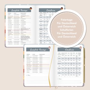 Familienplaner 2022 Hardcover mit 5 Spalten für bis zu 5 Personen in DIN A5. Familienkalender 2022 mit Extra-Seiten für viel Platz zur Essensplanung, ToDo-Listen, Notizen und Monatsübersicht.