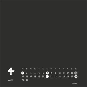Bastelkalender 2024 schwarz klein. Blanko-Kalender zum Basteln und Verschenken mit extra Titelblatt für eine persönliche Gestaltung. Foto- und Bastelkalender 2024. Quadratisch 17 x 17 cm.
