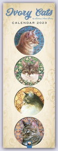 Ivory Cats - Gemalte Katzen - Slimline-Kalender 2023