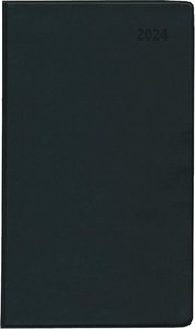 Taschenplaner schwarz 2024 - Bürokalender 9,5x16 cm - 112 Seiten - 1 Woche auf 2 Seiten - separates Adressheft - faltbar - Notizheft - 560-1020