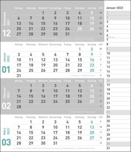 times&more 4-Monatsplaner, türkis Kalender 2022