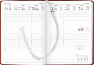 Zettler - Wochenplaner Tucson 2025 rot, 15x21cm, Taschenkalender mit 128 Seiten mit 1 Woche auf 2 Seiten, Adressteil, Notizbereich, Monatsübersicht, Mondphasen und internationales Kalendarium