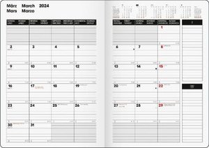 Monatskalender, Buchkalender, 2024, SlimLine, Modell 739, Baladek-Einband, flexibel, schwarz