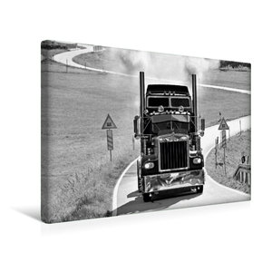 Premium Textil-Leinwand 45 cm x 30 cm quer Ein Motiv aus dem Kalender Kenworth W900A EXTHD - in schwarzweiß