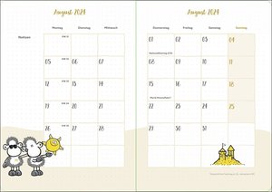 sheepworld Journal 2024 DIN A5. Übersichtliches und cooles Design: Ein lustiger Jahres-Kalender mit viel Platz zum Eintragen. Buch-Kalender mit knuffigen Schaf-Cartoons.