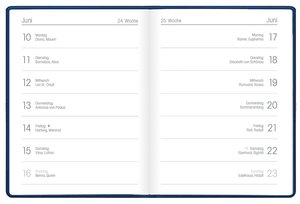 Taschenkalender blau 2025 - Büro-Kalender 8,3x10,7 - 1W/1S - flexibler Kunststoffeinband - 650-1015-1