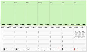 Tischquerkalender Perfo XL blau 2025 - 36,2x10,6 cm - 1 Woche auf 2 Seiten - Stundeneinteilung 7 - 20 Uhr - jeder Tag einzeln abtrennbar - 136-0015