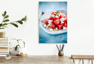 Premium Textil-Leinwand 50 cm x 75 cm hoch Wassermelonen-Feta Salat