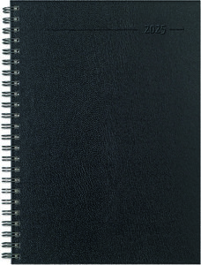 Zettler - Wochenplaner Balacron 2025 schwarz, 15x21cm, Taschenkalender mit 128 Seiten mit 1 Woche auf 2 Seiten, Adressteil, Notizbereich, Monatsübersicht, Mondphasen und internationales Kalendarium