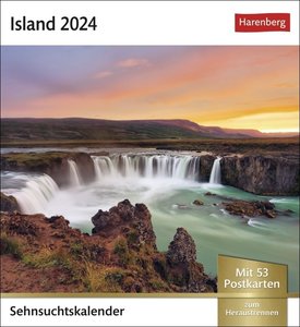 Island Sehnsuchtskalender 2024. Fernweh in einem Foto-Kalender zum Aufstellen. Die schönsten Landschaften Islands als Postkarten in einem Tischkalender