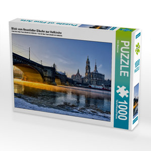 CALVENDO Puzzle Blick vom Neustädter Elbufer zur Hofkirche 1000 Teile Puzzle quer