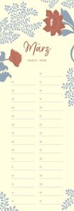 GreenLine Geburtstagskalender Floral - Immerwährend - Wandkalender - 14,85x42