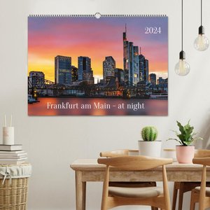 Frankfurt am Main - at night (Wandkalender 2024 DIN A2 quer), CALVENDO Monatskalender