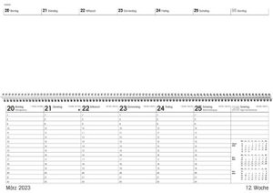 Tischquerkalender Giganta XXL grün 2023 - 42,2x14,8 cm - 1 Woche auf 2 Seiten - Bürokalender - Stundeneinteilung 7 - 22 Uhr - 126-0013
