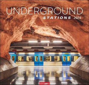 Underground Stations Kalender 2024. Spektakuläre Architektur unter der Erde in einem großen Wandkalender 2024. U-Bahn-Haltestellen aus aller Welt perfekt in Szene gesetzt in einem großen Fotokalender