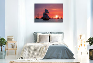 Premium Textil-Leinwand 120 cm x 80 cm quer Ein Motiv aus dem Kalender Windjammer auf der Ostsee im Abendlicht