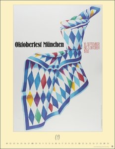 Oktoberfest Posterkalender 2024. Außergewöhnliches Oktoberfest-Souvenir für Fans des berühmten Volksfests – München-Kalender mit Originalplakaten der Wiesn im Format 34 x 44 cm. Hochformat