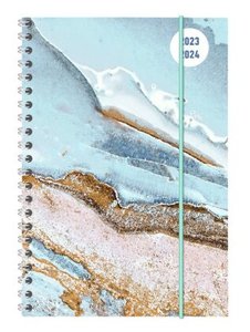 Collegetimer Blue Marble 2023/2024 - Schüler-Kalender A5 (15x21 cm) - Marmor - Ringbindung - Weekly - 224 Seiten - Terminplaner - Alpha Edition