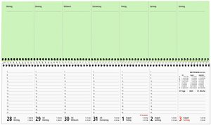 Zettler - Tischquerkalender 2025  Perfo XL blau, 36,2x10,6cm, Bürokalender mit 112 Seiten, Tages-, Wochen- und Zinstageszählung, Steuerterminen, Tagesweise perforiert und deutsches Kalendarium