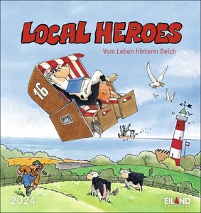 Local Heroes Postkartenkalender 2024. Unverwechselbare Comics von Kim Schmidt in einem Monats-Tischkalender zum Aufstellen. Kalender im Postkartenformat - für ein Schmunzeln zum Verschicken