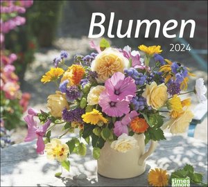 times&more Blumen Bildkalender 2024. Posterkalender mit 12 Fotos wunderschöner Blumensträuße. Dekorativer Wan-Kalender mit Blumenfotos. 30 x 27 cm.