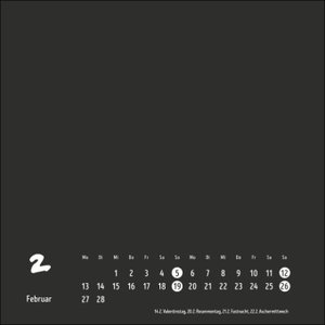Bastelkalender 2023 schwarz klein. Blanko-Kalender zum Basteln und Verschenken mit extra Titelblatt für eine persönliche Gestaltung. Foto- und Bastelkalender 2023. Quadratisch 17x17 cm
