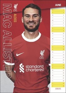 Liverpool Posterkalender 2024. Fußball-Posterkalender mit den besten Momenten der Liverpool Mannschaft.