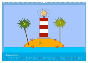 Leuchtturm im Meer (hochwertiger Premium Wandkalender 2024 DIN A2 quer), Kunstdruck in Hochglanz