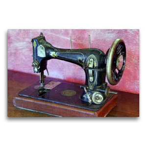 Premium Textil-Leinwand 75 cm x 50 cm quer Vintage Nähmaschine