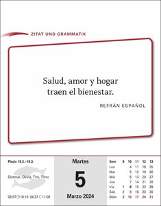 Spanisch Sprachkalender 2024. Tageskalender zum Abreißen mit kurzen Spanischlektionen. Tischkalender für jeden Tag - Spanisch lernen in 10 min. täglich