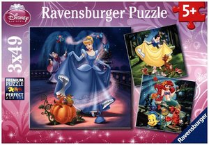 Ravensburger Kinderpuzzle - 09339 Schneewittchen, Aschenputtel, Arielle - Puzzle für Kinder ab 5 Jahren, Disney-Puzzle mit 3x49 Teilen