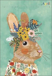 Floral Friends Posterkalender 2023. Großer Wandkalender mit 12 Bildern von Tieren mit Blumenkronen. Kalender mit den schönsten Motiven der spanischen Illustratorin Mia Charro