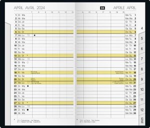 Monatskalender, Taschenkalender, 2024, Modell M-Planer, Kunststoff-Einband, schwarz