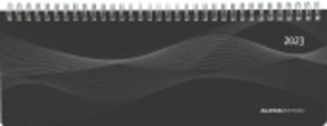 Tisch-Querkalender PP-Cover schwarz 2023 - Büro-Planer 29,7x10,5 cm - Tisch-Kalender - 1 Woche 2 Seiten - Ringbindung - Alpha Edition