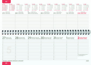 Tisch-Querkalender aurum 2025 - Büro-Planer 29,7x10,5 cm - Tisch-Kalender - 1 Woche 2 Seiten - gold - Ringbindung - Zettler