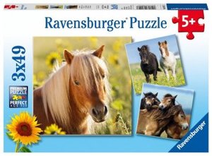 Ravensburger Kinderpuzzle - 08011 Liebe Pferde - Puzzle für Kinder ab 5 Jahren, Puzzle mit 3x49 Teilen