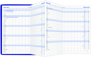 Taschenplaner Leporello PVC türkis 2025 - Bürokalender 9,5x16 cm - 1 Monat auf 2 Seiten - separates Adressheft - faltbar - Notizheft - 510-1003