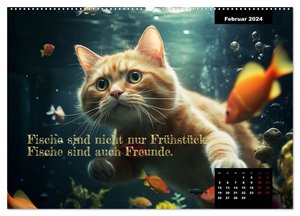 Katzen können alles, außer traurig. (hochwertiger Premium Wandkalender 2024 DIN A2 quer), Kunstdruck in Hochglanz