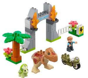LEGO® DUPLO® 10939 - Jurassic World, Ausbruch des T-Rex und Triceratops, Dinosaurier-Spielset, 36 Teile
