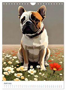 Französische Bulldoggen. Kunstvoll gestaltete Portraits (Wandkalender 2025 DIN A4 hoch), CALVENDO Monatskalender