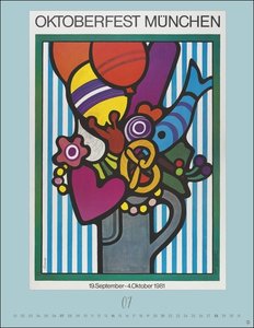 Oktoberfest Posterkalender 2024. Außergewöhnliches Oktoberfest-Souvenir für Fans des berühmten Volksfests – München-Kalender mit Originalplakaten der Wiesn im Format 34 x 44 cm. Hochformat