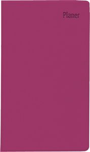 Taschenplaner Leporello PVC rot 2025 - Bürokalender 9,5x16 cm - 1 Monat auf 1 Seite - separates Adressheft - faltbar - Notizheft - 501-1013