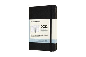Moleskine 12 Monate Monats Notizkalender 2022 Pocket/A6, Schwarz